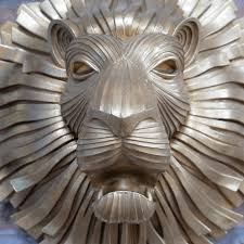 Artistic Gold Lion Head Wall Art