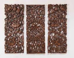 Buy 3 Panels Carved Wood Wall Art