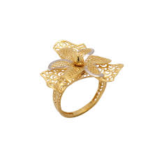 22k yellow gold plain flower ring