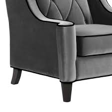 Barrister Chair In Gray Velvet W Black