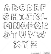 doodle font a z hand draw set stock