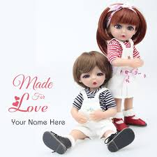 write name on cute dolls couple love