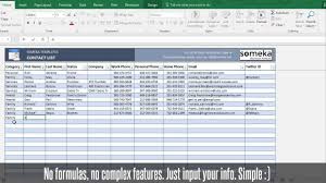 Contact List Template Printable Spreadsheet Free Download Youtube