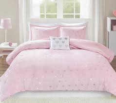 Pink Metallic Hearts Plush Comforter