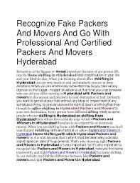Recognize Fake Packers And Movers And Go With Professional
