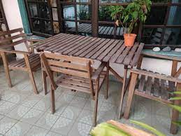 large ikea garden wood table wirh four