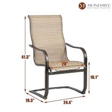 Mondawe Charcoal Gray Cast Aluminum Sling Curved Chairs Armchair Outdoor Dining Chair In Light Brown Set Of 4