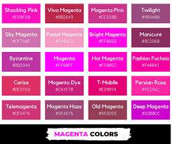 46 shades of magenta color with names
