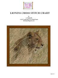 Cross Stitch Chart Lioness With Lion Cub Scene Chart Wild