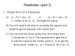 parabolas part 2 i vertex form of a
