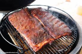 hot and fast smoked pork ribs seared
