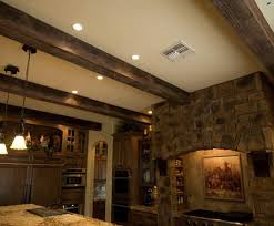 faux wood beams from decorative ceiling