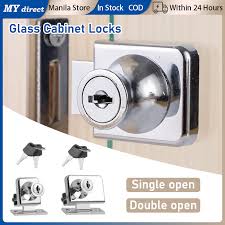 Single Double Glass Lock Showcase Push