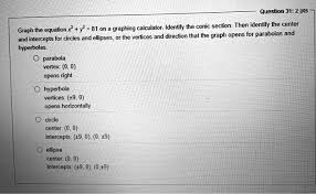 Solved Graphing Calculator Identify