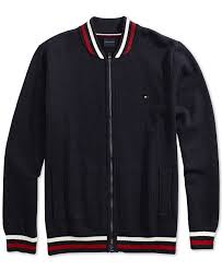 Tommy Hilfiger Mens Basic Baseball Sweater With Magnetic Zipper