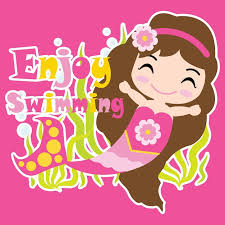 cute mermaid is swimming on pink