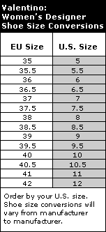 Valentino Size Chart Shoes Shoe Size Conversion Chart