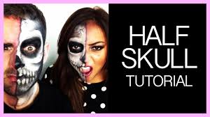 half skull halloween make up tutorial