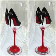 Red Sole Shoes Hand Painted Wine Glass