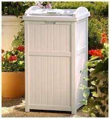 Taupe Outdoor Resin Trash Can Garbage