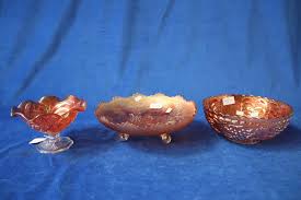 amber carnival glass bowl
