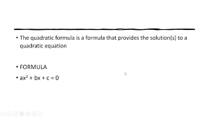 Solved Define The Quadratic Equation