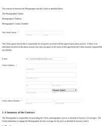 photography contract form template