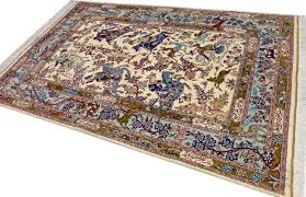 silk hunting qum handmade persian rug