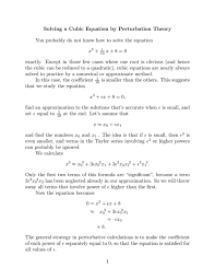 Cubic Equation By Perturbation Theory