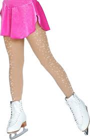 Chloe Noel Footed Skating Tights W Scattered Crystals For