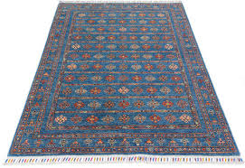 afghan chobi blue rectangle 5x7 ft wool