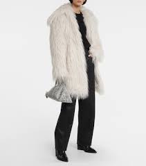 Faux Fur Coat In White Ami Paris