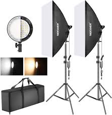 Amazon Com Neewer Photography Bi Color Dimmable Led Softbox Lighting Kit 20x27 Inches Studio Softbox 45w Dimmable Led Light Head With 2 Color Temperature And Light Stand For Photo Studio Portrait Video Shooting