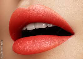 cosmetics makeup bright lipstick on