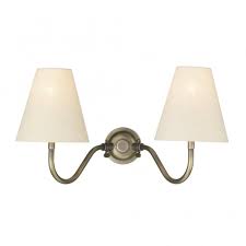 Double Wall Light In Antique Brass