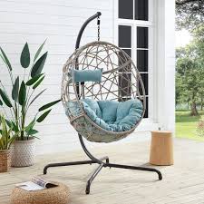 Wicker Patio Swing Chair With Stand And