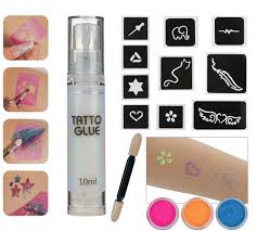 temporary glitter tattoo glue set