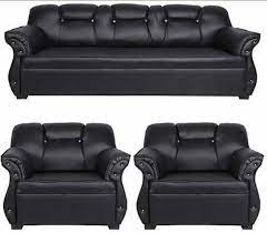 5 seater black leather sofa set at best