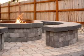 Stone Seating Bench On A Paver Patio
