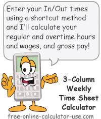 Weekly Time Sheet Calculator With 3 In Out Blocks Per Day