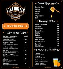 menu of piccadilly cafe baner pune