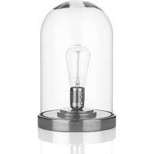 Clear Glass Cloche Dome Table Lamp On