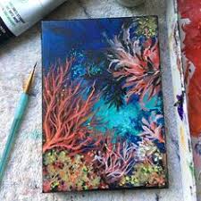 This is a full 2 hour acrylic painting tutorial, where i teach you how to paint this beautiful underwater coral reef seascape full of ocean wildlife! 230 Coral Reef Paintings Ideas In 2021 Coral Reef Underwater Painting Underwater Art