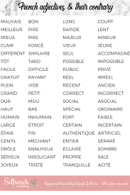 French Adjectives And Contrary French Adjectives Learn