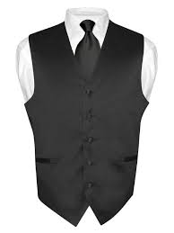 men s dress vest necktie solid black