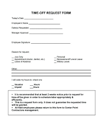 Free Time Off Request Form Template Employee Leave Work