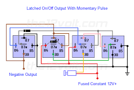Assortment of 12 volt relay wiring diagram. Latched On Off Output Using A Single Momentary Positive Pulse Negative Output Relay Wiring Diagram