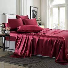 Treely 6 Piece Satin Sheets Queen Size