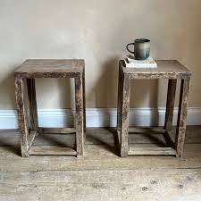 Antique Small Side Tables Pair Home