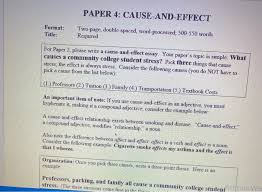 Double spacing your text can make it more legible. Solved Paper 4 Cause And Effect Format Title Two Page Chegg Com